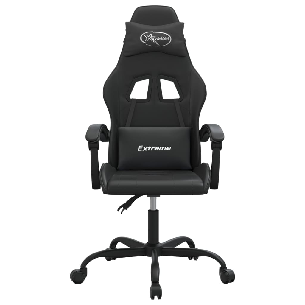 Scaun de gaming pivotant, negru, piele ecologică