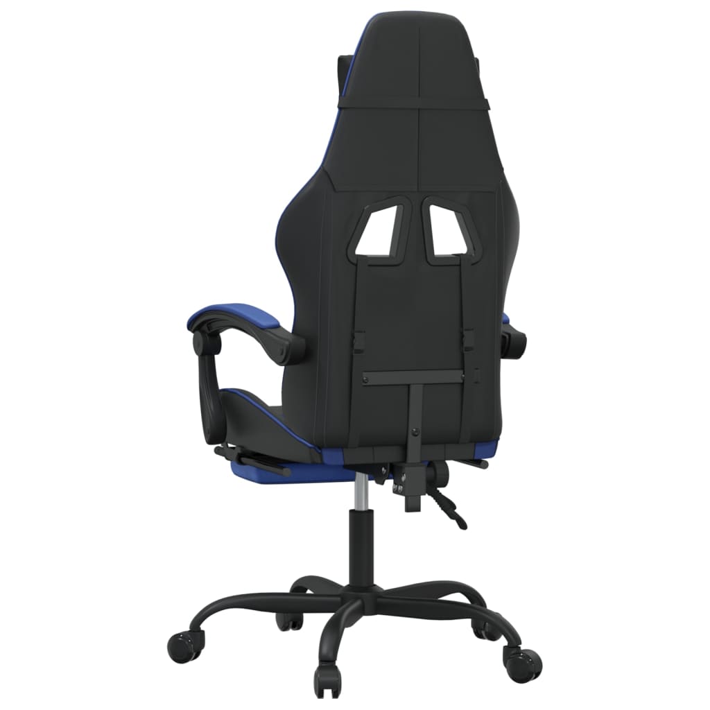 Scaun gaming pivotant/suport picioare negru/albastru piele eco