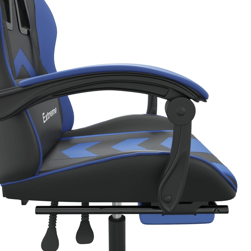 Scaun gaming pivotant/suport picioare negru/albastru piele eco