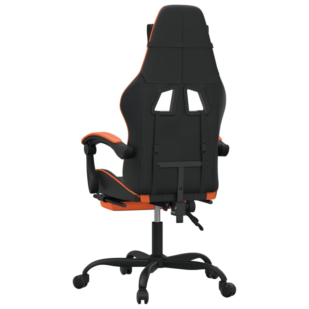 Scaun de gaming pivotant/suport picioare negru/oranj piele eco