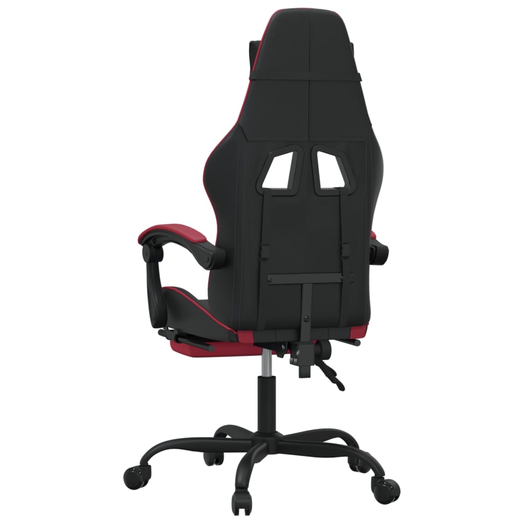 Scaun gaming pivotant/suport picioare negru/roșu vin piele eco