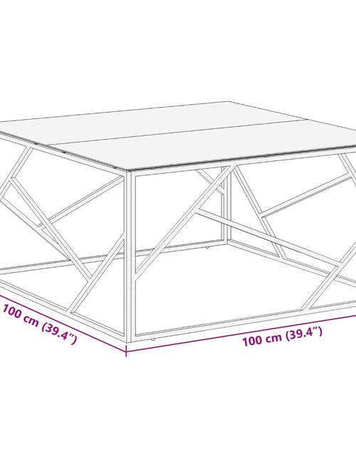 Загрузите изображение в средство просмотра галереи, Măsuță de cafea, oțel inoxidabil argintiu și sticlă securizată
