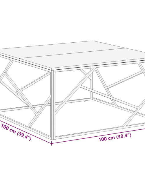 Загрузите изображение в средство просмотра галереи, Măsuță cafea, argintiu, oțel inoxidabil și traverse lemn masiv
