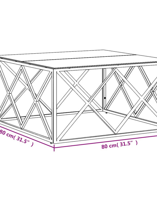 Загрузите изображение в средство просмотра галереи, Masă de cafea, 80x80x40 cm, oțel inoxidabil și sticlă
