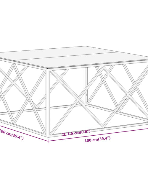 Încărcați imaginea în vizualizatorul Galerie, Măsuță de cafea, argintiu, oțel inoxidabil și sticlă securizată
