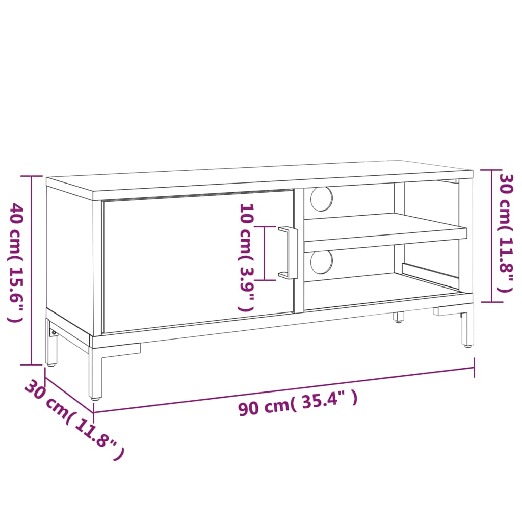 Comodă TV, maro, 90x30x40 cm, lemn de pin masiv reciclat