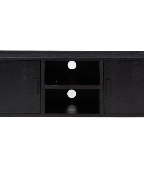 Загрузите изображение в средство просмотра галереи, Comodă TV, negru, 110x35x48 cm, lemn de pin masiv reciclat
