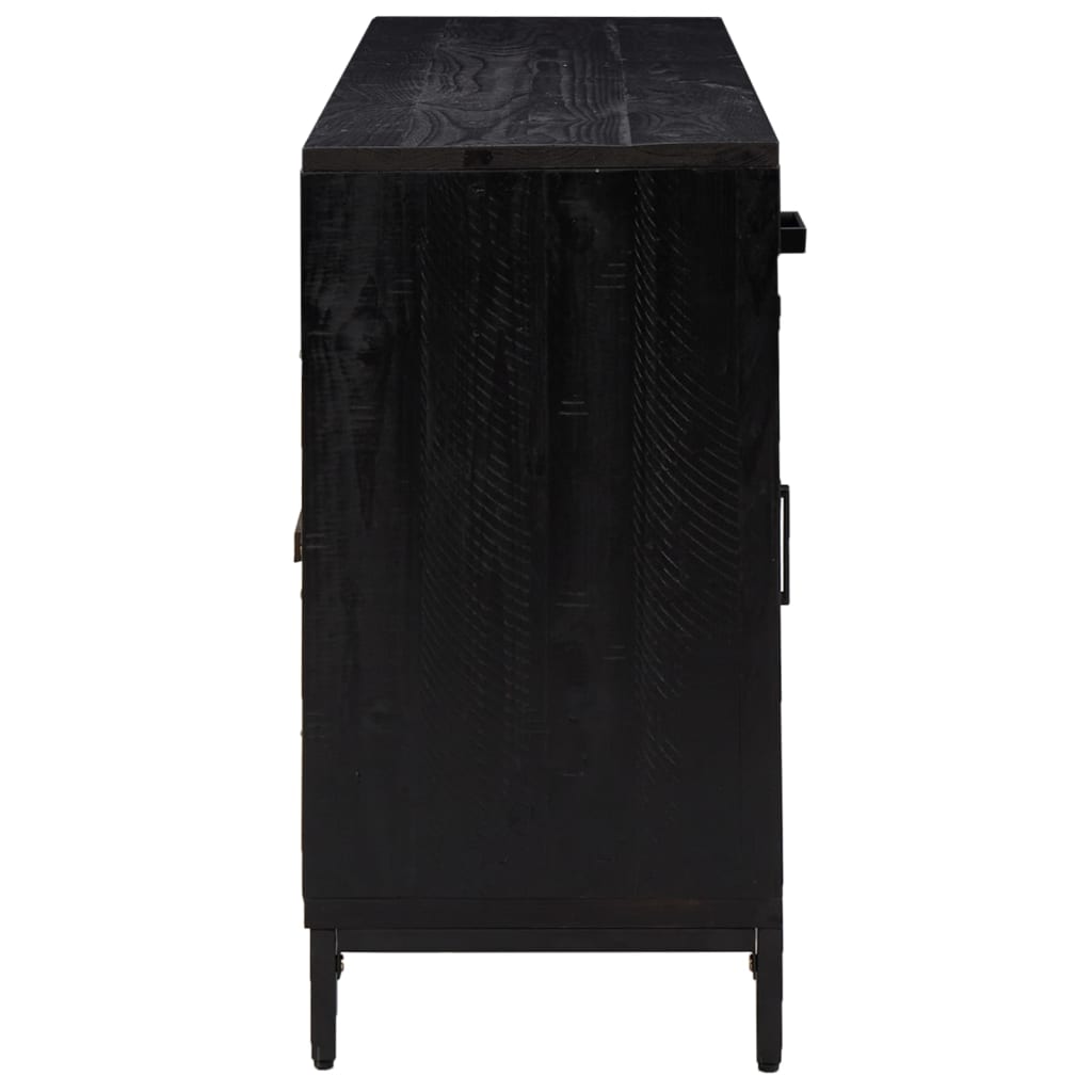 Servantă, negru, 110x35x70 cm, lemn masiv de pin reciclat
