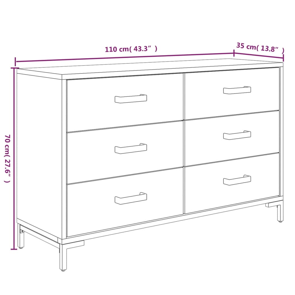 Servantă, maro, 110x35x70 cm, lemn masiv de pin reciclat