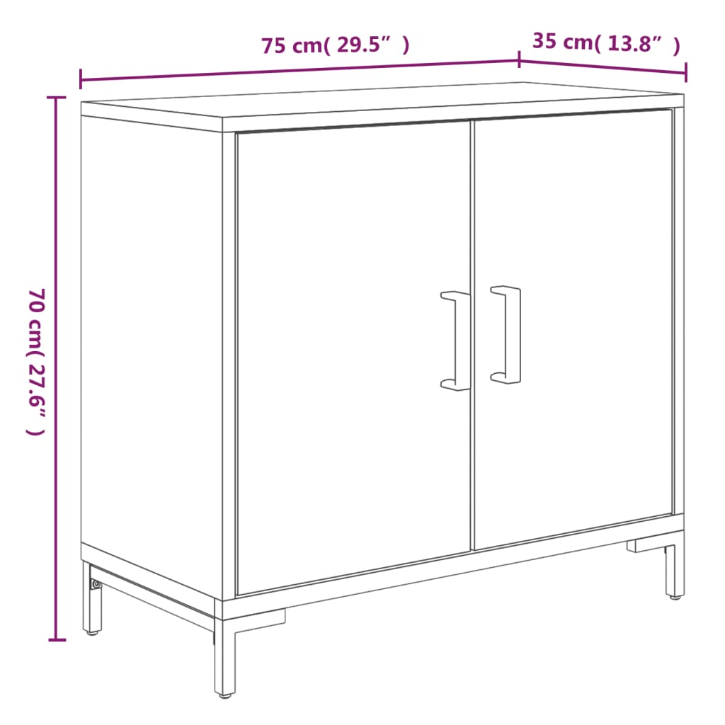 Servantă, maro, 75x35x70 cm, lemn masiv de pin reciclat