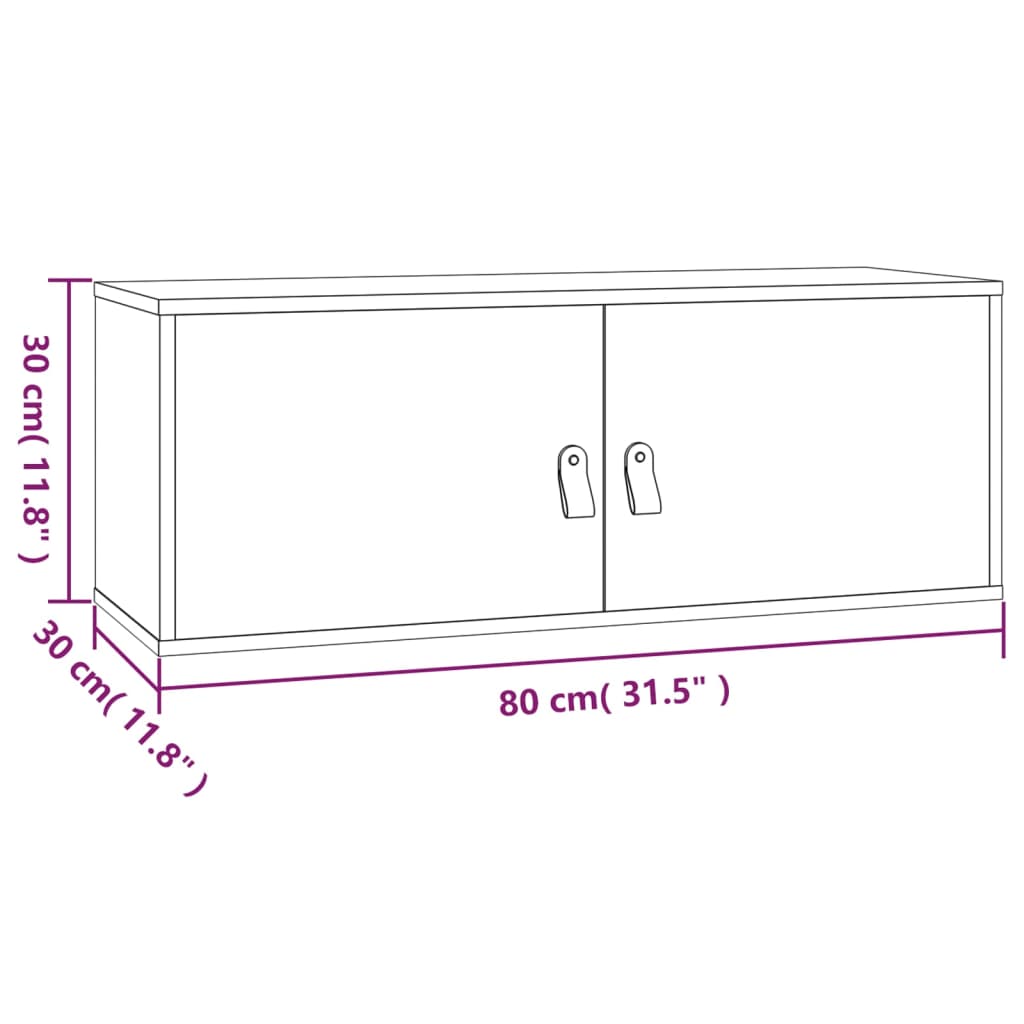 Dulap de perete, gri, 80x30x30 cm, lemn masiv de pin