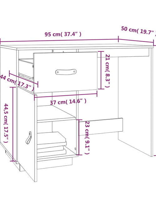 Загрузите изображение в средство просмотра галереи, Birou, 95x50x75 cm, lemn masiv de pin
