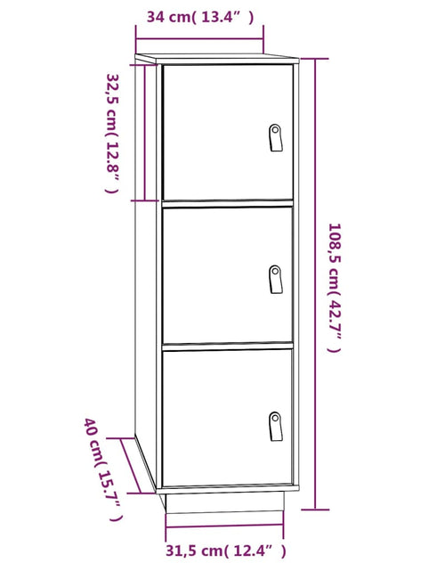 Загрузите изображение в средство просмотра галереи, Dulap înalt, 34x40x108,5 cm, lemn masiv de pin
