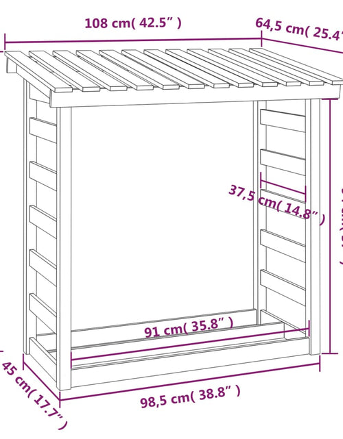 Încărcați imaginea în vizualizatorul Galerie, Rastel pentru lemne de foc, 108x64,5x110 cm, lemn masiv pin
