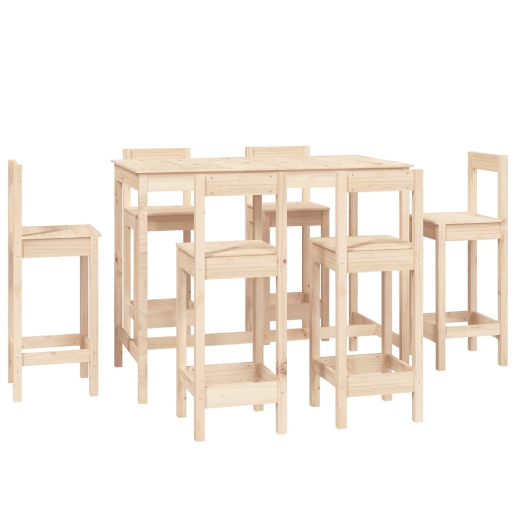 Set mobilier de bar, 7 piese, lemn masiv de pin