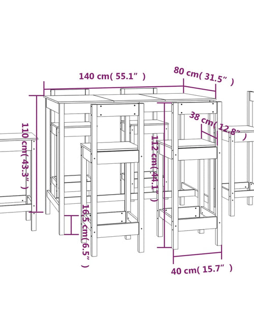 Загрузите изображение в средство просмотра галереи, Set mobilier de bar, 7 piese, alb, lemn masiv de pin
