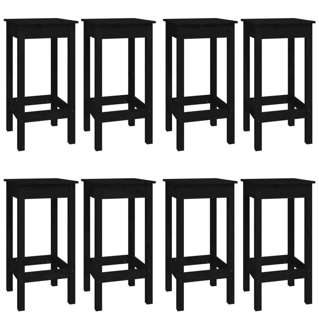 Set mobilier de bar, 9 piese, negru, lemn masiv de pin