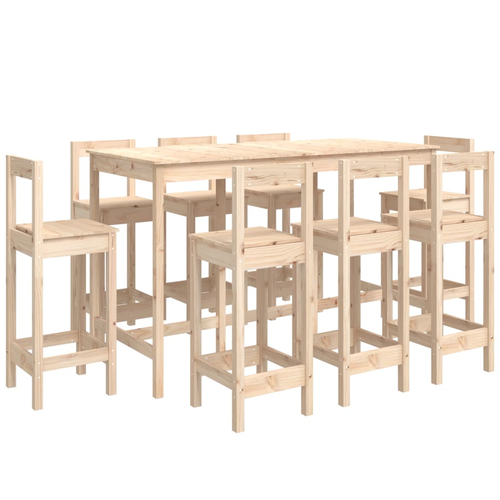 Set mobilier de bar, 9 piese, lemn masiv de pin
