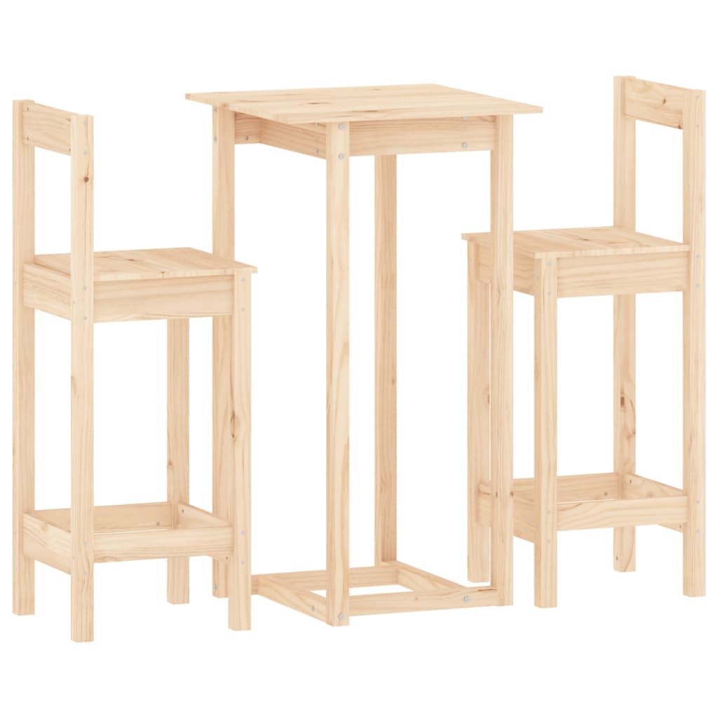 Set mobilier de bar, 3 piese, lemn masiv de pin