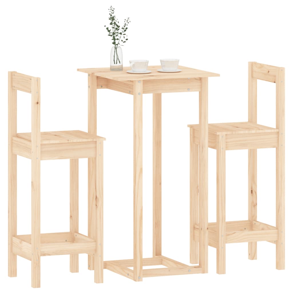 Set mobilier de bar, 3 piese, lemn masiv de pin