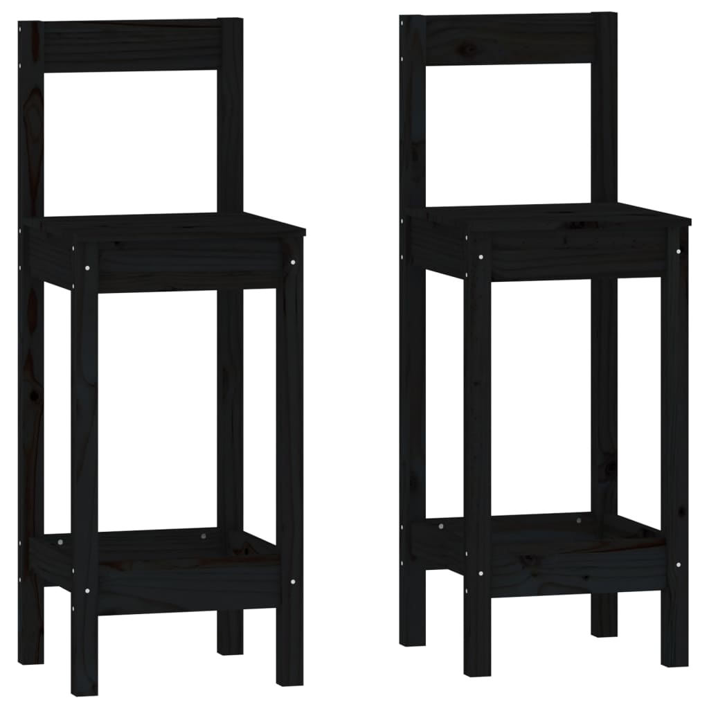 Set mobilier de bar, 3 piese, negru, lemn masiv de pin