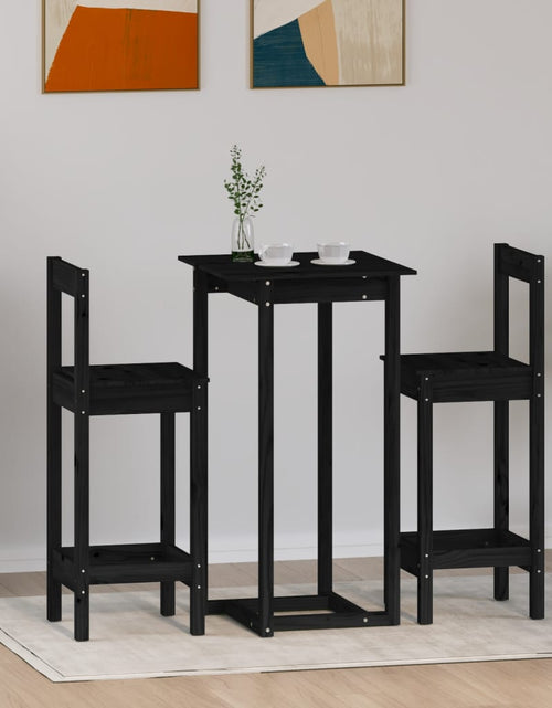 Încărcați imaginea în vizualizatorul Galerie, Set mobilier de bar, 3 piese, negru, lemn masiv de pin
