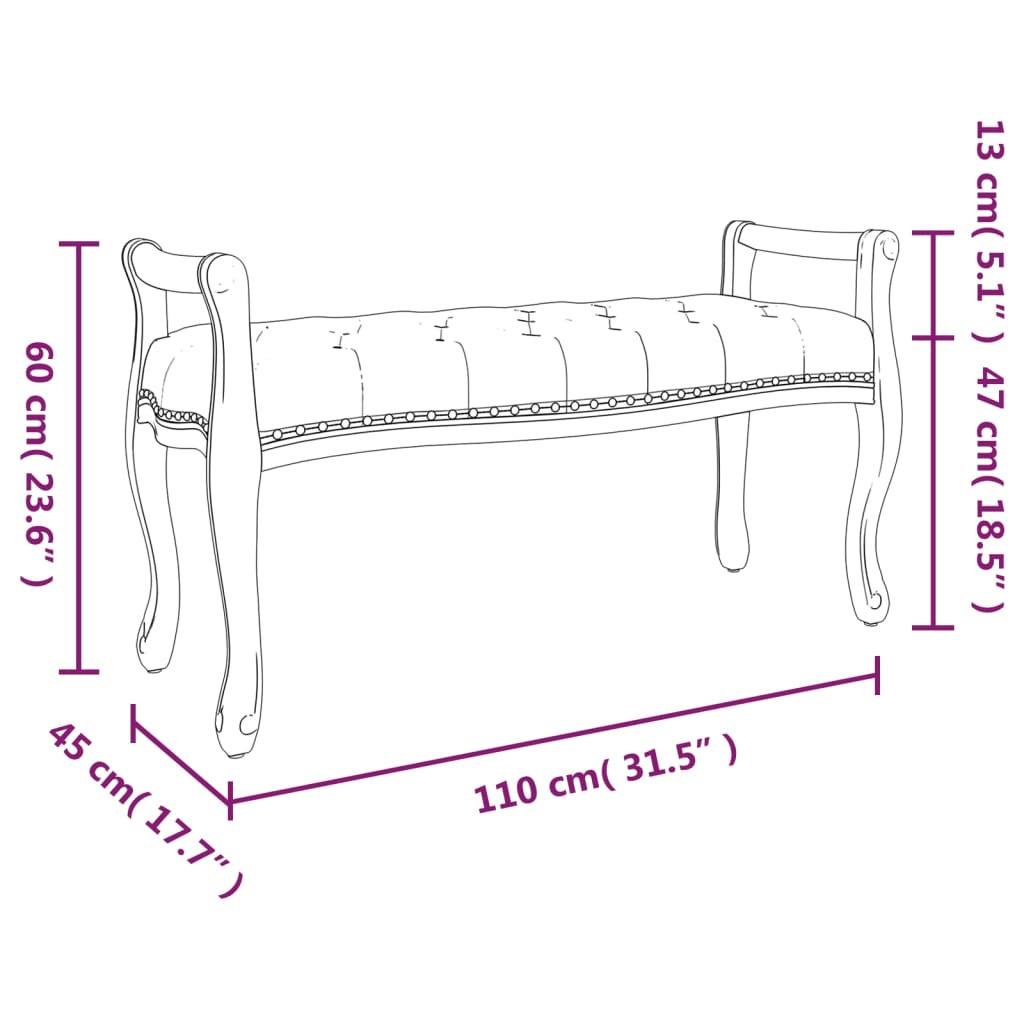 Bancă, gri închis, 110x45x60 cm, textil