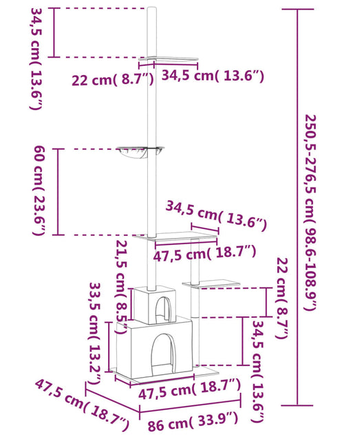 Încărcați imaginea în vizualizatorul Galerie, Ansamblu pisici podea până la tavan, gri închis, 250,5-276,5 cm
