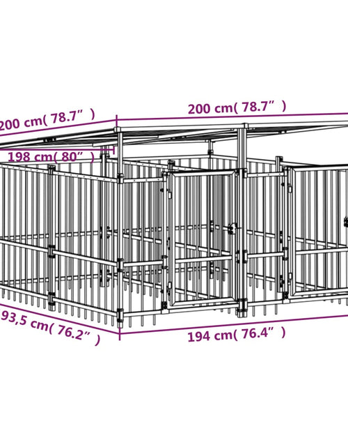 Încărcați imaginea în vizualizatorul Galerie, Padoc pentru câini de exterior cu acoperiș, 3,75 m², oțel
