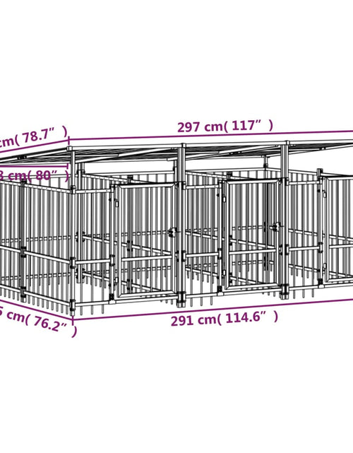 Загрузите изображение в средство просмотра галереи, Padoc pentru câini de exterior cu acoperiș, 5,63 m², oțel
