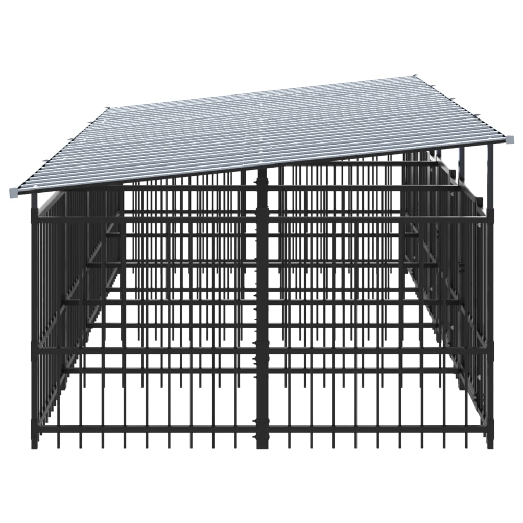 Padoc pentru câini de exterior cu acoperiș, 7,51 m², oțel