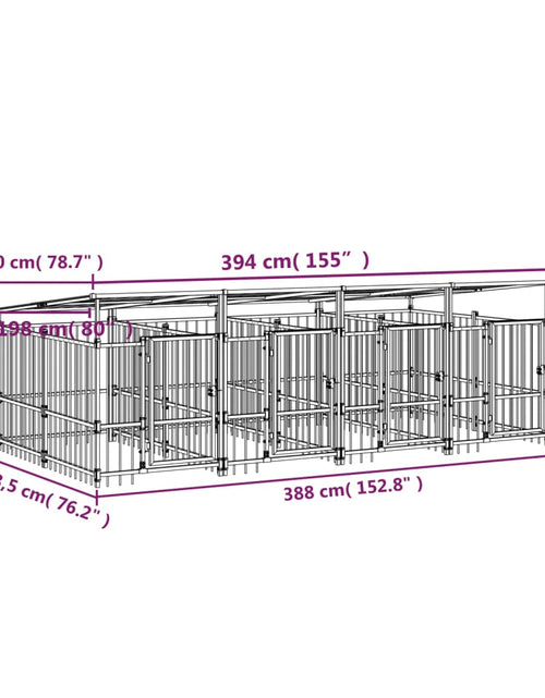 Загрузите изображение в средство просмотра галереи, Padoc pentru câini de exterior cu acoperiș, 7,51 m², oțel
