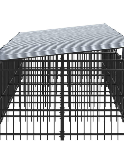 Încărcați imaginea în vizualizatorul Galerie, Padoc pentru câini de exterior cu acoperiș, 9,38 m², oțel
