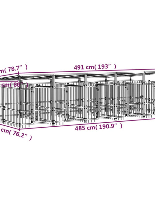 Încărcați imaginea în vizualizatorul Galerie, Padoc pentru câini de exterior cu acoperiș, 9,38 m², oțel
