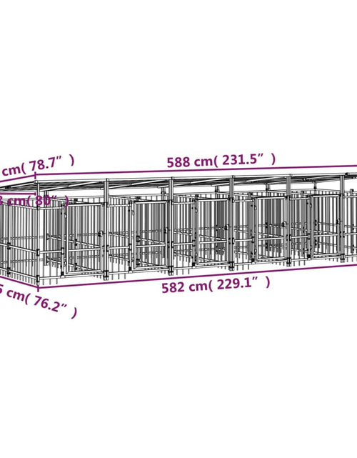 Încărcați imaginea în vizualizatorul Galerie, Padoc pentru câini de exterior cu acoperiș, 11,26 m², oțel
