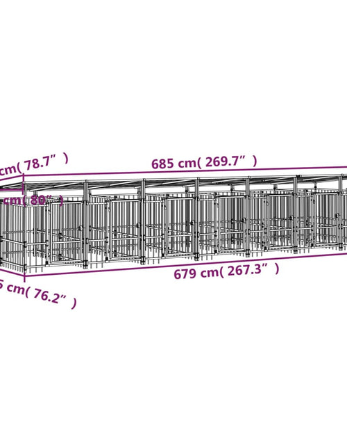 Încărcați imaginea în vizualizatorul Galerie, Padoc pentru câini de exterior cu acoperiș, 13,14 m², oțel
