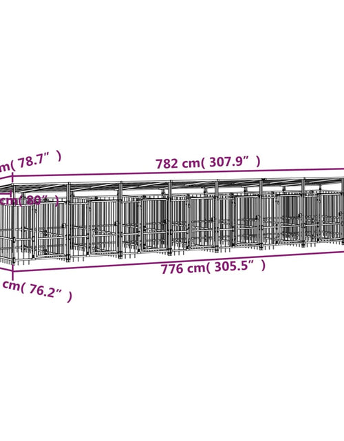 Încărcați imaginea în vizualizatorul Galerie, Padoc pentru câini de exterior cu acoperiș, 15,02 m², oțel
