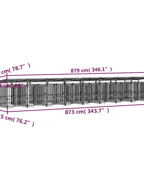 Încărcați imaginea în vizualizatorul Galerie, Padoc pentru câini de exterior cu acoperiș, 16,89 m², oțel
