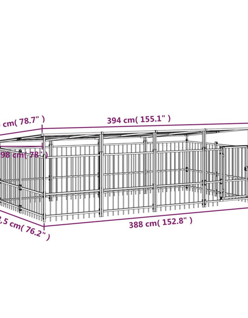 Загрузите изображение в средство просмотра галереи, Padoc pentru câini de exterior cu acoperiș, 7,51 m², oțel
