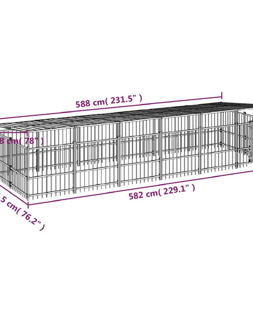 Încărcați imaginea în vizualizatorul Galerie, Padoc pentru câini de exterior cu acoperiș, 11,26 m², oțel
