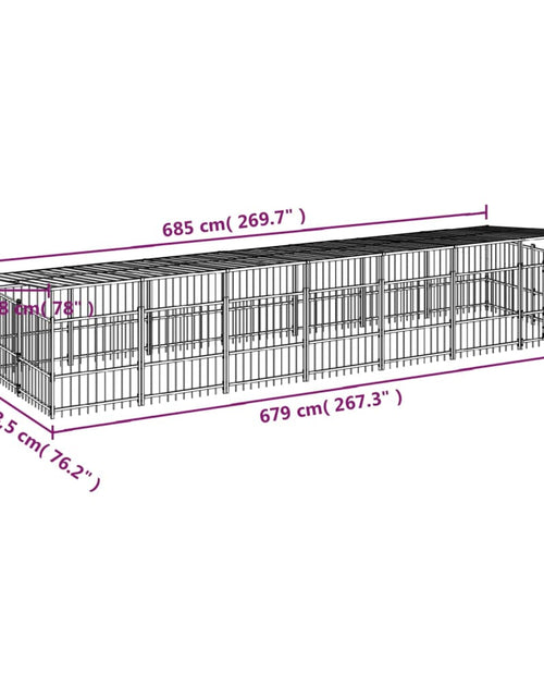 Încărcați imaginea în vizualizatorul Galerie, Padoc pentru câini de exterior cu acoperiș, 13,14 m², oțel
