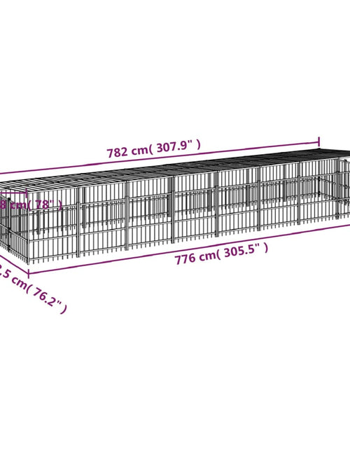 Încărcați imaginea în vizualizatorul Galerie, Padoc pentru câini de exterior cu acoperiș, 15,02 m², oțel
