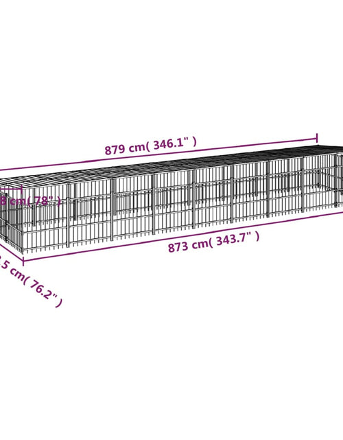 Încărcați imaginea în vizualizatorul Galerie, Padoc pentru câini de exterior cu acoperiș, 16,89 m², oțel
