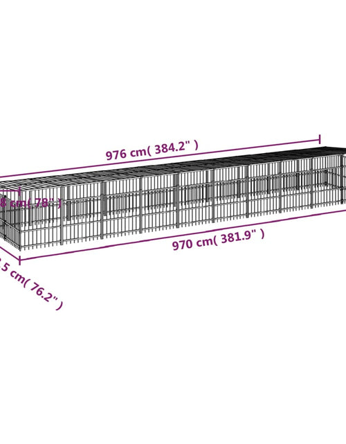 Încărcați imaginea în vizualizatorul Galerie, Padoc pentru câini de exterior cu acoperiș, 18,77 m², oțel
