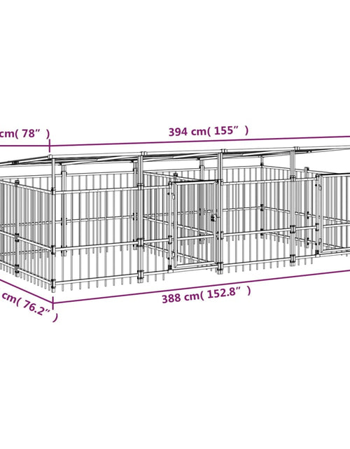 Încărcați imaginea în vizualizatorul Galerie, Padoc pentru câini de exterior cu acoperiș, 7,51 m², oțel
