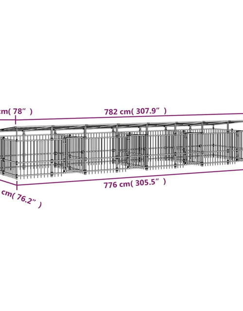 Încărcați imaginea în vizualizatorul Galerie, Padoc pentru câini de exterior cu acoperiș, 15,02 m², oțel
