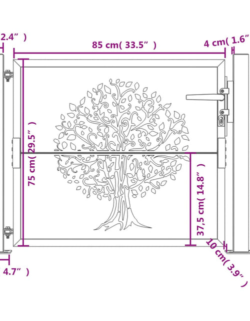 Încărcați imaginea în vizualizatorul Galerie, Poartă pentru grădină, 105x80 cm, oțel corten, model copac
