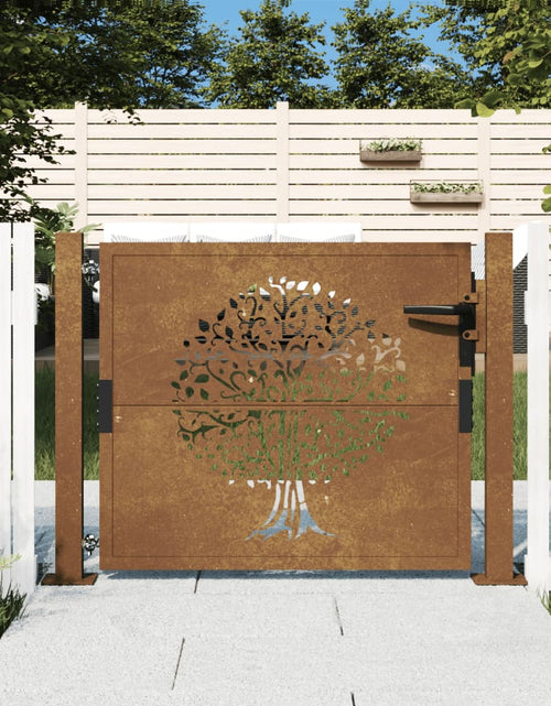 Încărcați imaginea în vizualizatorul Galerie, Poartă pentru grădină, 105x80 cm, oțel corten, model copac
