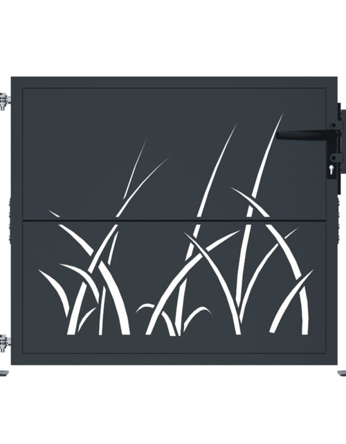 Загрузите изображение в средство просмотра галереи, Poartă pentru grădină, antracit, 105x105 cm, oțel, model iarbă

