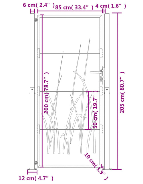 Încărcați imaginea în vizualizatorul Galerie, Poartă pentru grădină, antracit, 105x205 cm, oțel, model iarbă
